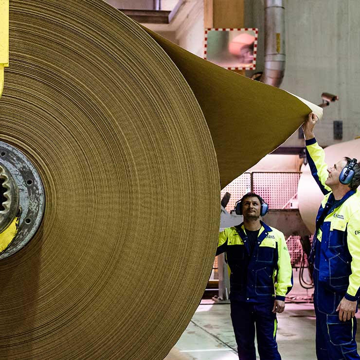 Containerboard Paper Reel with Employees