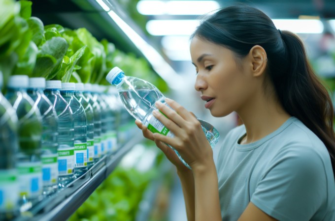 Consumer Reading Water Bottle Label