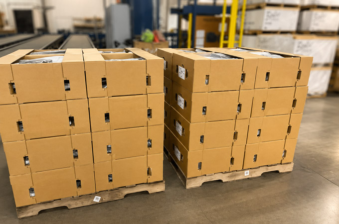 corrugated boxes on pallets