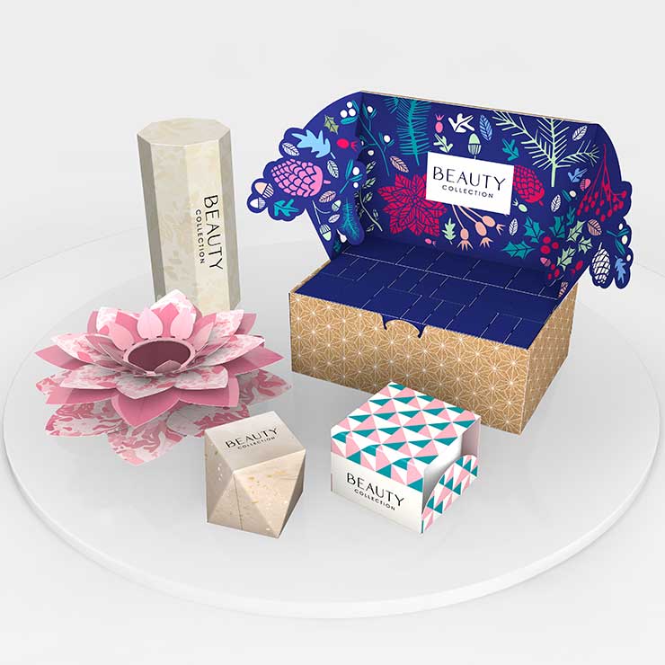 Folding carton for beauty montage