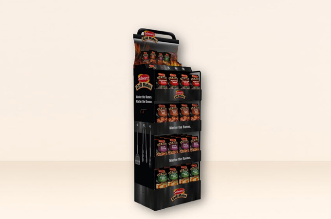 With supermarket space at a premium, Schwartz needed a retail display that could engage shoppers quickly
